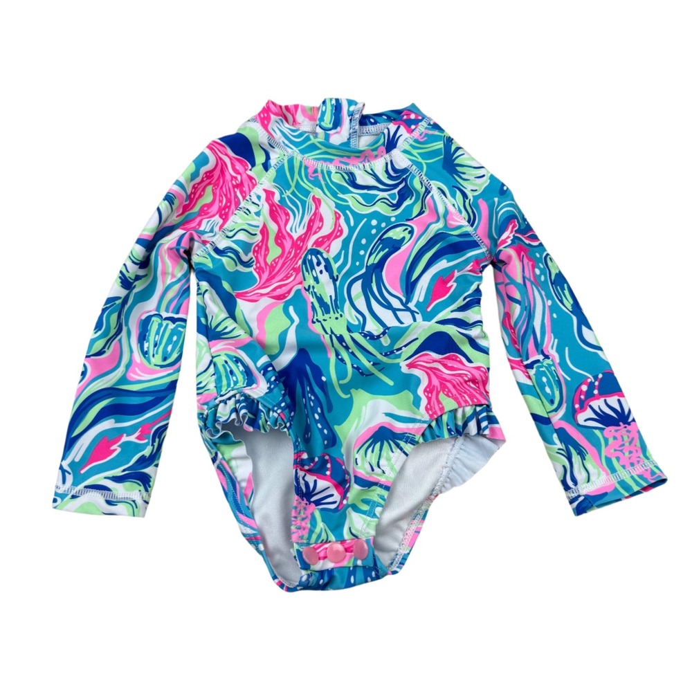 Tommy Bahama Long Sleeve Rash Guard Swimsuit‎ One Piece Toddler Girls 12mos
